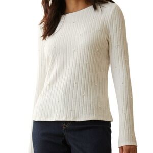 REITMANS Faux Pearl Studded Ribbed Sweater